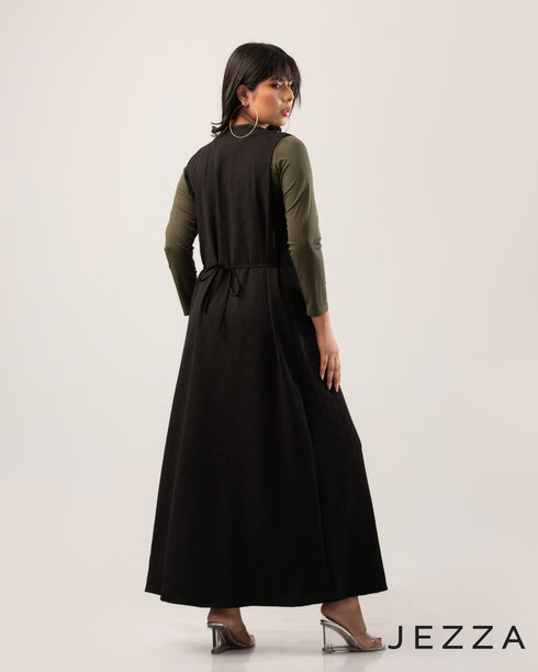 Polyester Sleeveless Dress & Ribbed Spandex Top Set 60271/63651